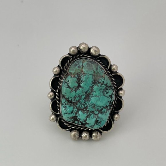 Rough Turquoise and Sterling Silver Ring - Picture 1 of 13